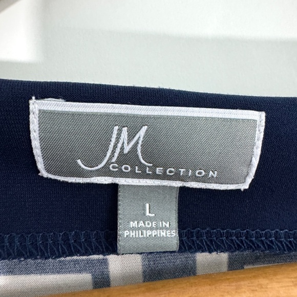 JM Collection Women’s Size Large Blue Green Floral Print Boat Neck Pullover Top - Picture 5 of 8